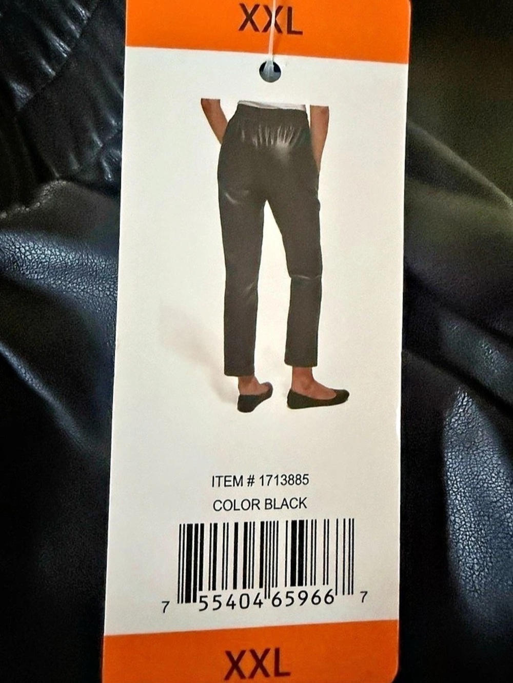 DKNY Jeans faux leather straight leg pants in Black XXL NWT - Picture 8 of 11